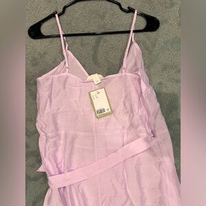 H&M lavender purple frill flowy tank-top spaghetti strap midi dress